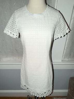Lilly Pulitzer Jennifer Shift Dress Resort White Grid Eyelet Size 4